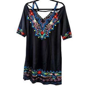 Floral Print V Neck Mini Dress Size Medium New With Tags